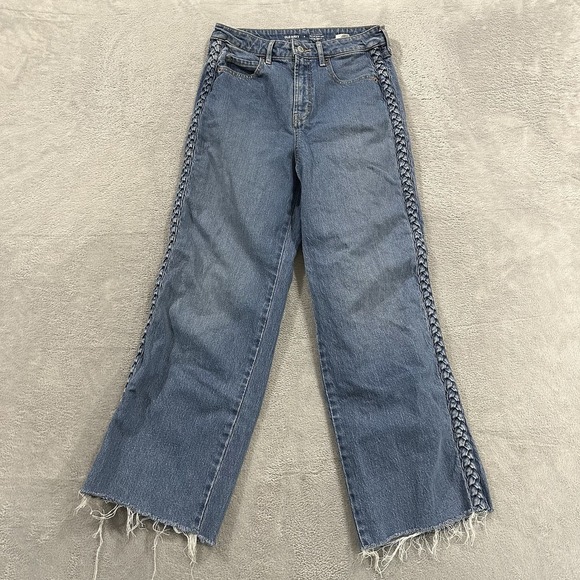 Old Navy Sky Hi Wide Leg Women's 4 Blue Baggy Y2K Side Braid Knit - Picture 1 of 8